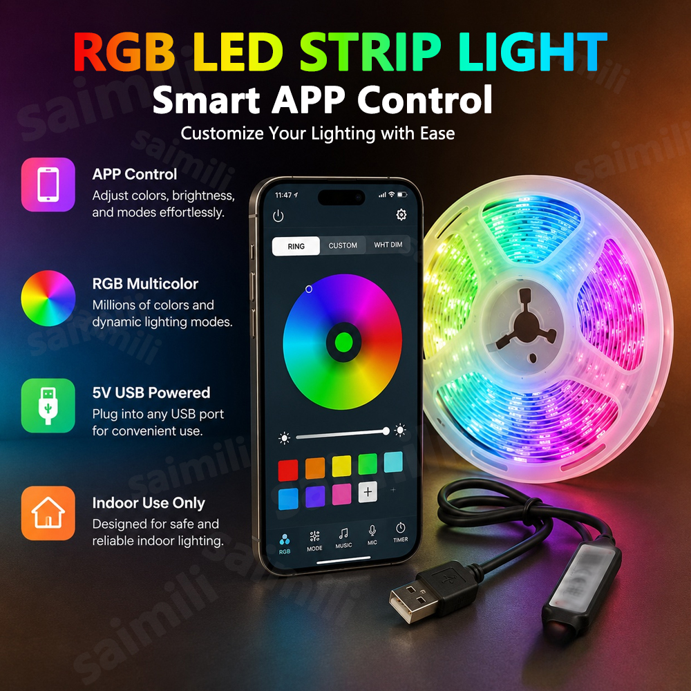 Gaming Accessories For Bedroom - Fita LED RGB Inteligente Bluetooth 5V
