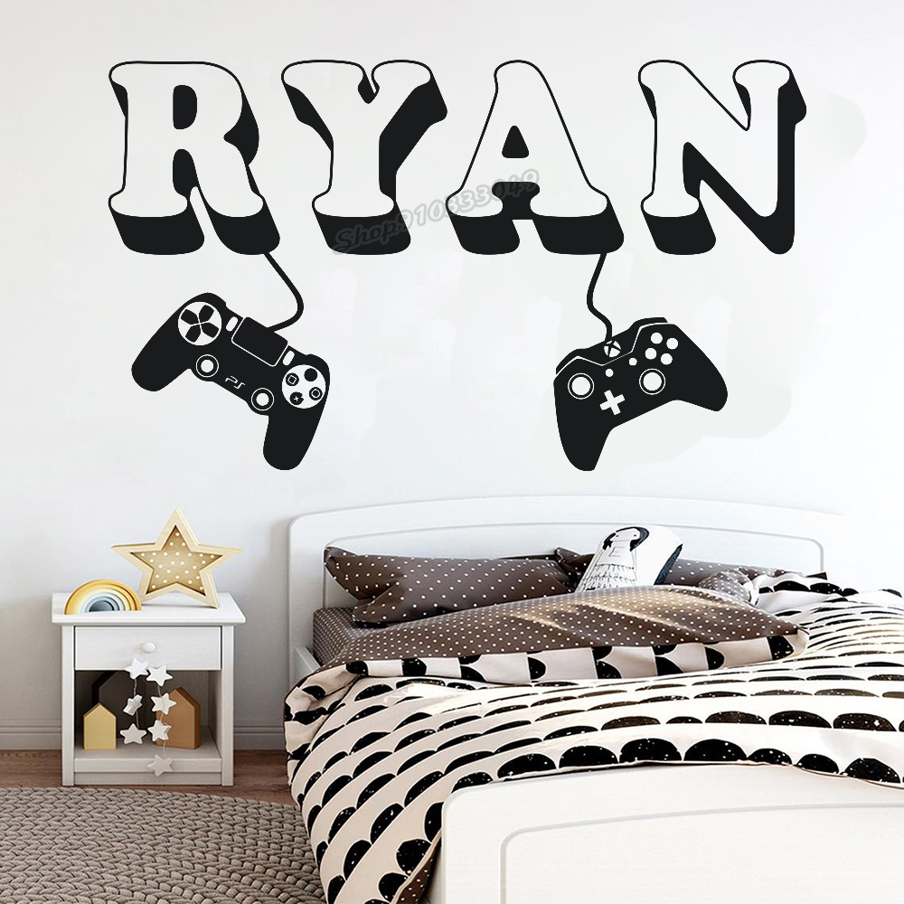 Gaming Accessories Wall - Adesivo de parede gamer com nome