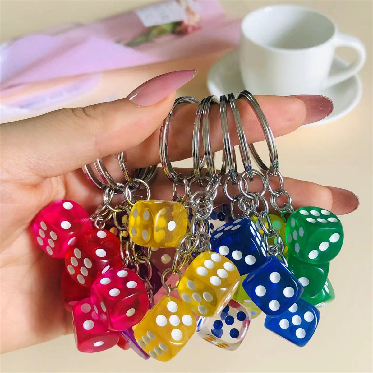 Cute 3D Dice Keychain para hom - Gaming Accessories Men avaliação e preço