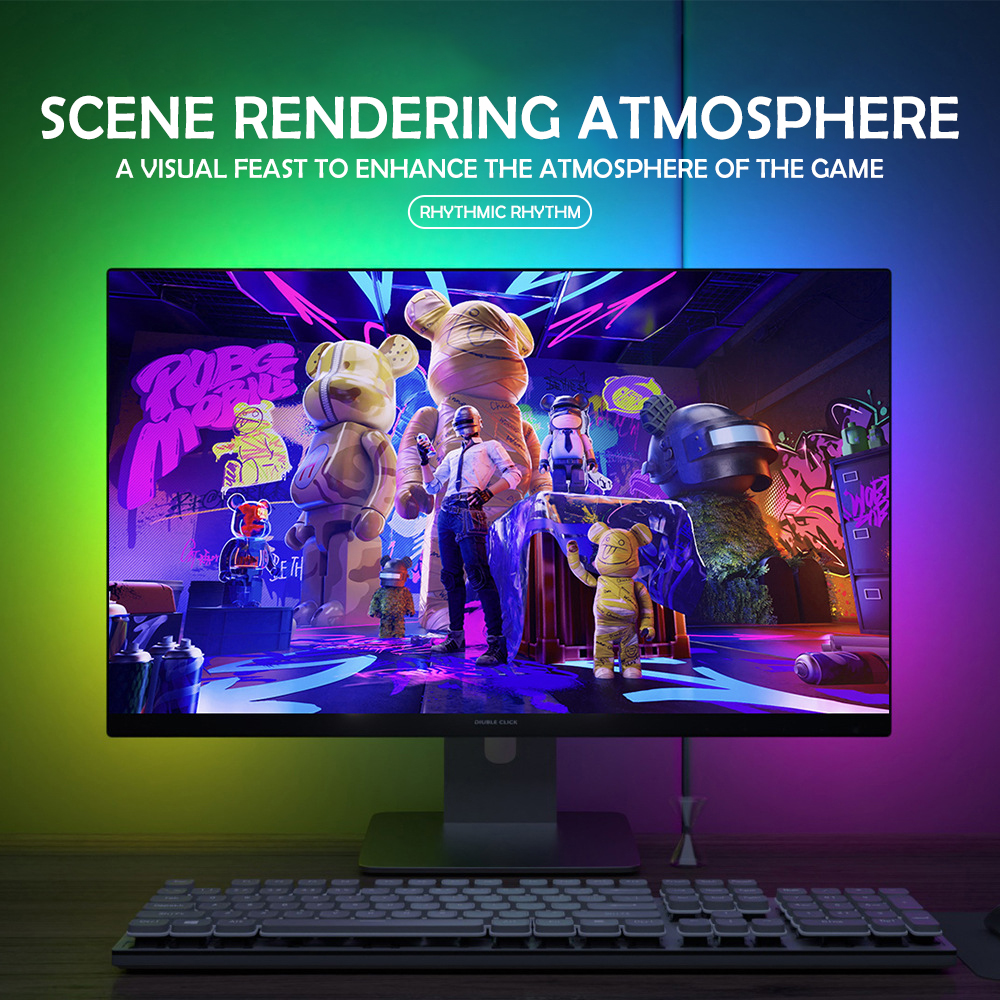 Rgb luzes de jogos tira monito - Gaming Accessories For Bedroom avaliação e preço