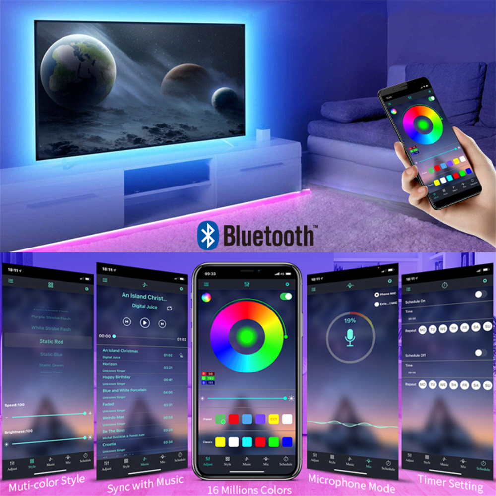 Fita de LED RGB 5050 com Contr - Gaming Accessories For Bedroom avaliação e preço