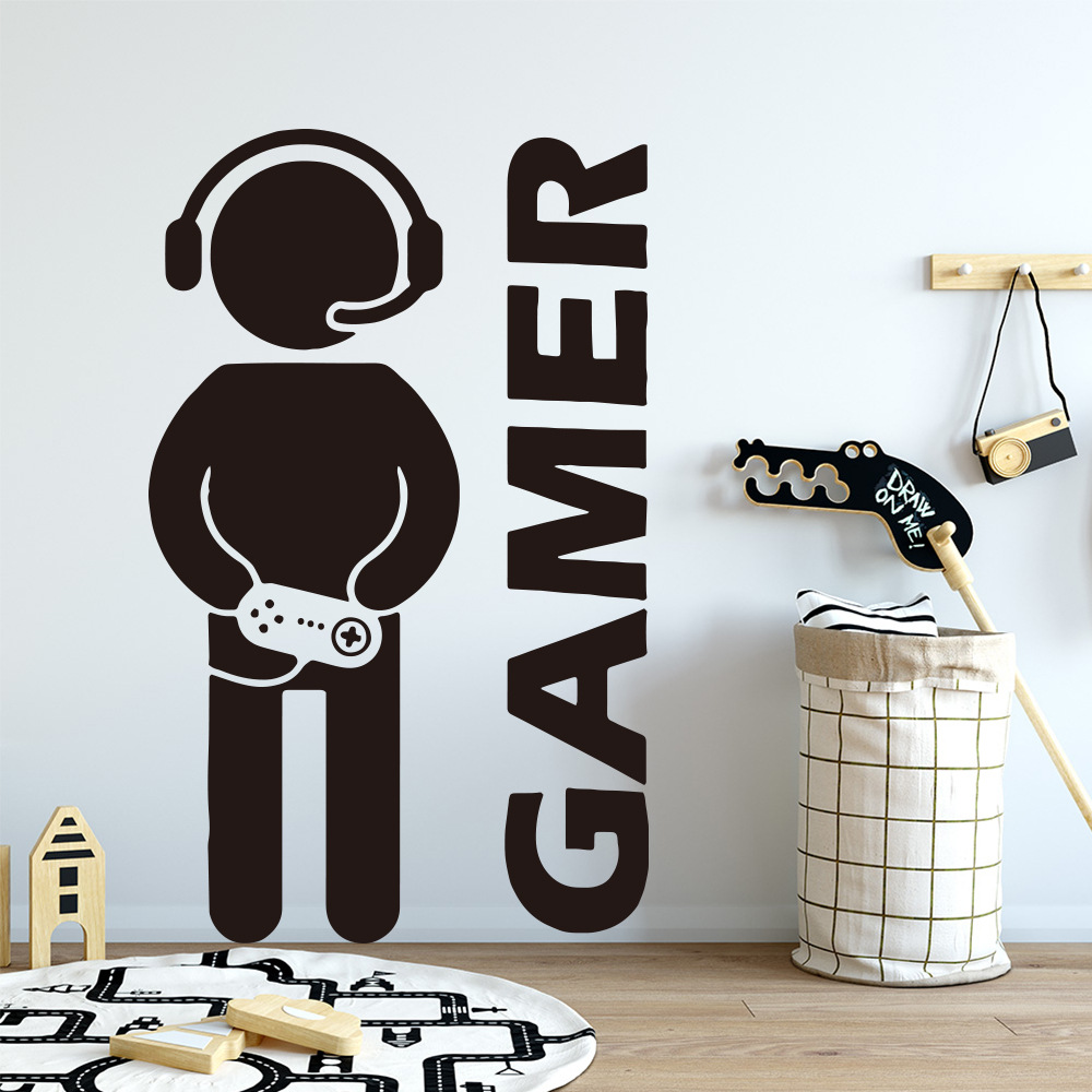1pc gamer arte da parede decal - Gaming Accessories For Bedroom avaliação e preço
